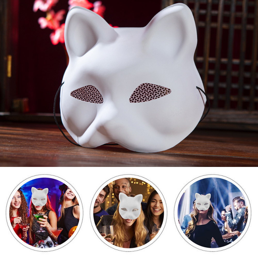Cosplay Prop Diy - หน้ากากพีวีซีสีดำด้านสำหรับงานปาร์ตี้ฮาโลวีนงานปาร์ตี้หน้ากากแฟนซี DIY สีด้านหน้าแมว1ชิ้น