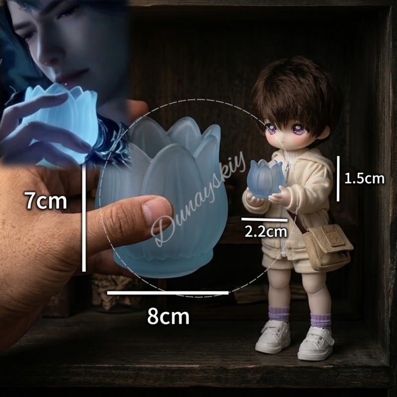 Cosplay Prop Blueprints - คาเลบ ฮาวจู ของตกแต่งโต๊ะทำงานรูปดอกทิวลิปสีฟ้า 3 มิติ พิมพ์ด้วยเทคโนโลยี