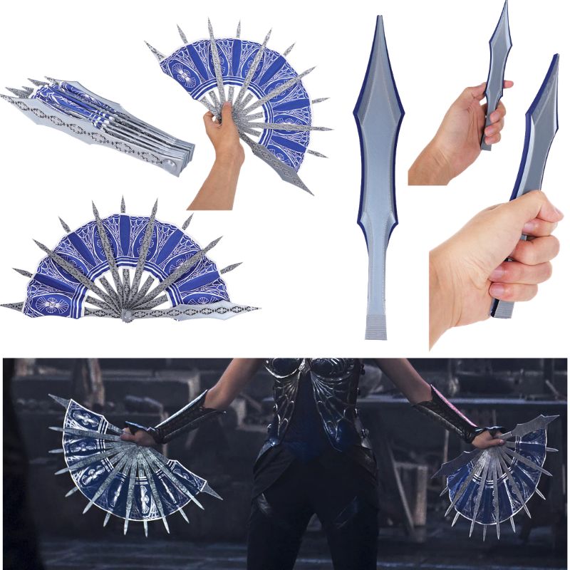 Cosplay Prop Blueprints - พัดมือสีน้ำเงิน MK สำหรับคอสเพลย์คิตานะ อนิเมะ ใบมีดพิมพ์ 3