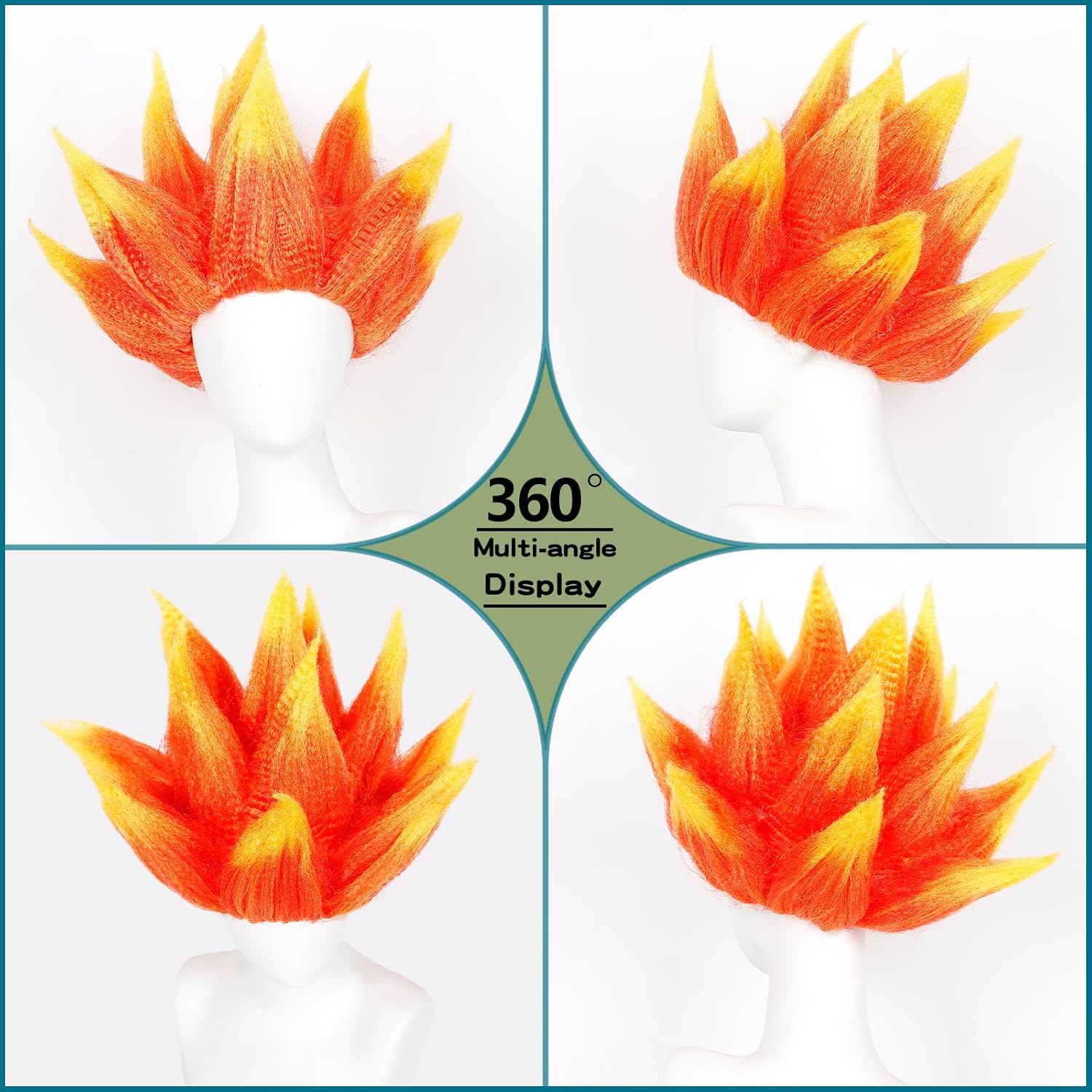 วิกผมแฟนซีลายเปลวไฟ วิกผมสีส้ม - Cosplay Flame Prop บทวิจารณ์และราคา